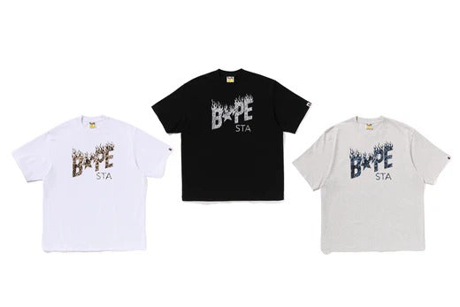 WILD LEOPARD PATTERN BAPE STA LOGO RELAXED FIT TEE