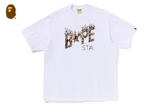 WILD LEOPARD PATTERN BAPE STA LOGO RELAXED FIT TEE