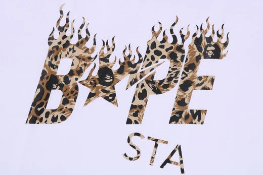 WILD LEOPARD PATTERN BAPE STA LOGO RELAXED FIT TEE